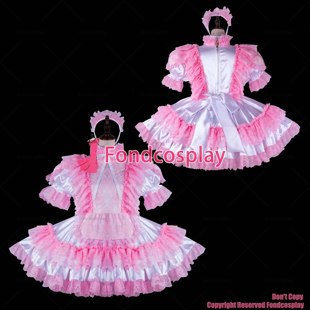 

Сексуальная одежда для взрослых с крестом fondcosplay, блестящее короткое белое атласное платье с замком, костюмы для CD/TV[G2274]