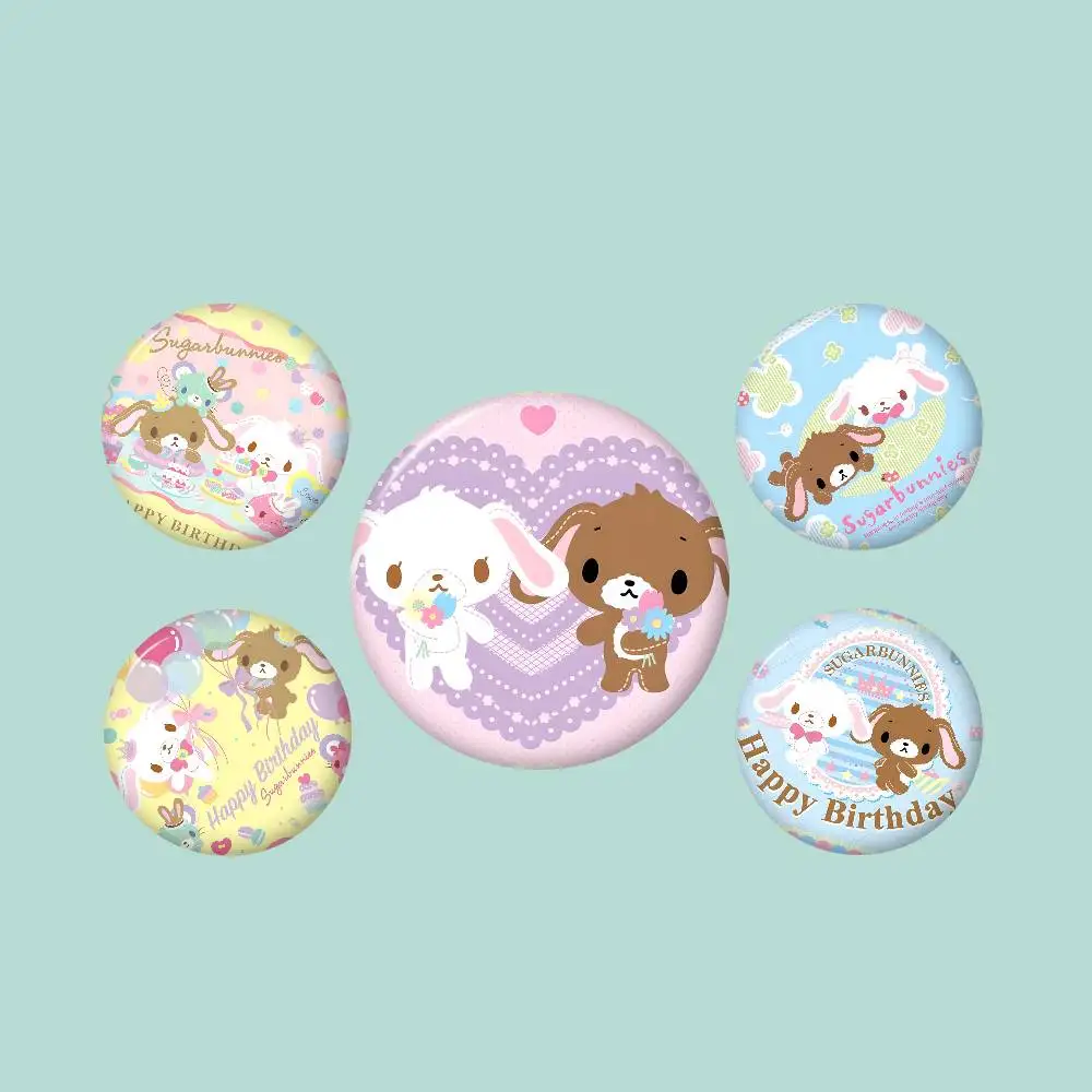 S-Sugarbunnies Soft Button Pin Bright Printed Icon Gift For Friends Badge Collar Brooch Lapel Pin Metal