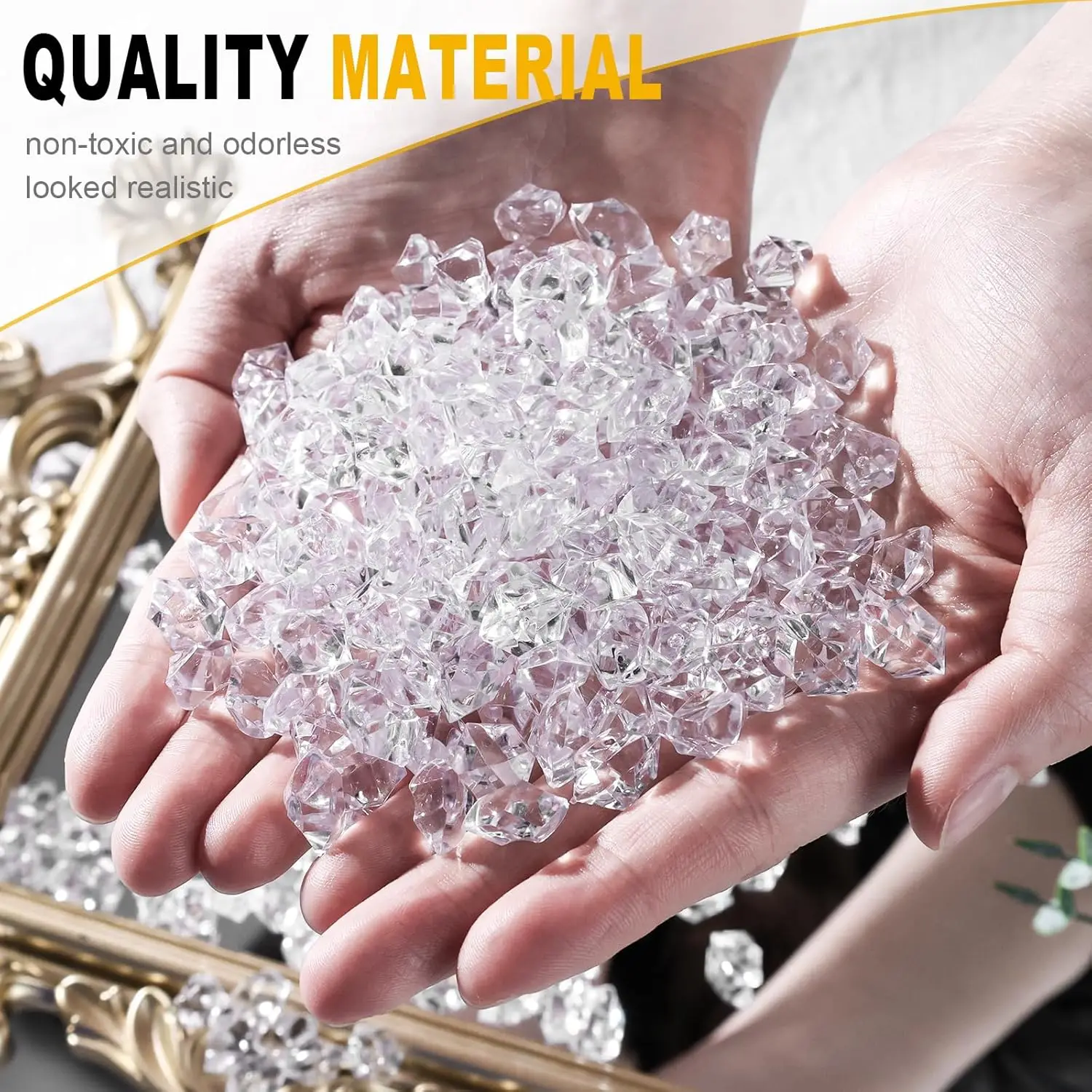 Colorful Acrylic Fake Crushed Ice Rocks Stone Gems for Vase Filler, Transparent Plastic Acrylic Crystals Rock Home Party Decor