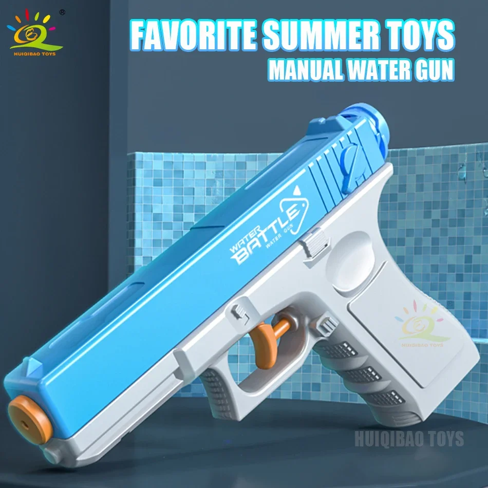 HUIQIBAO-Pistolet à eau manuel pour enfants, portable, été, plage, extérieur, garçons, tir, rafales, jouets pour enfants, jeu pour adultes