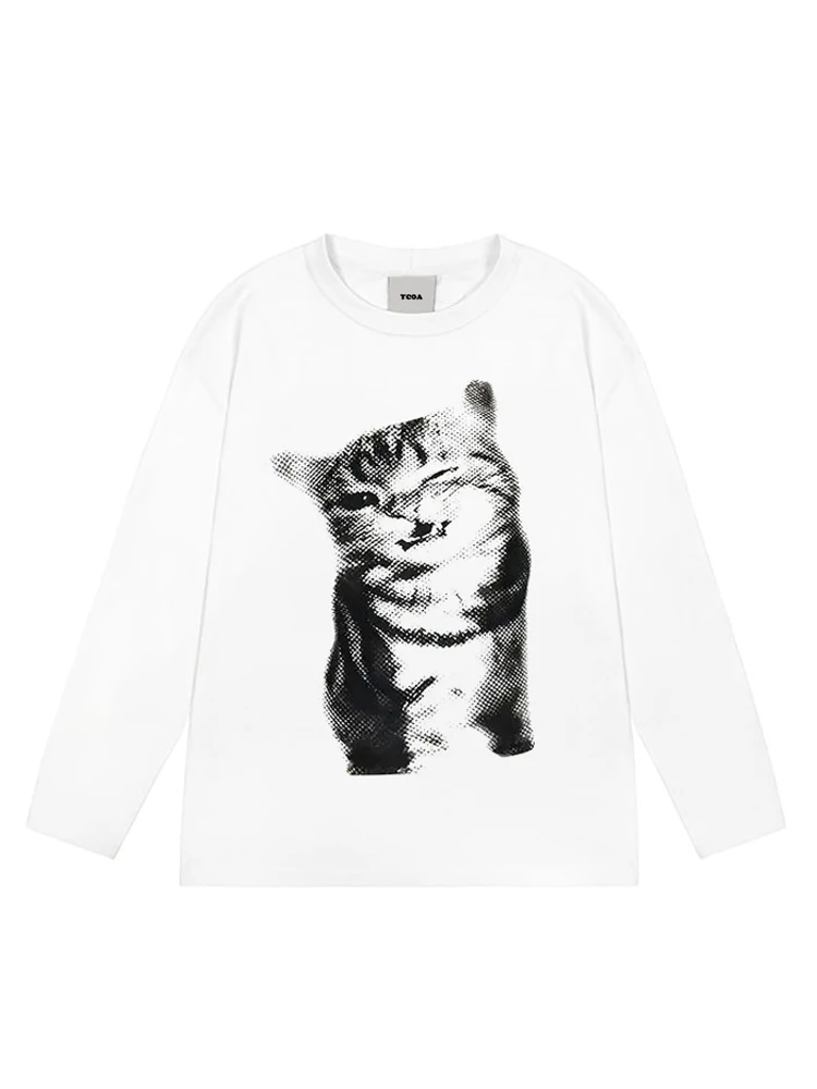 Men's Long Sleeve T-Shirt Cotton Graphic Oversized Vintage Aesthetic Korean Fashion Tops Tees Y2k Streetwear Unisex Clothing
