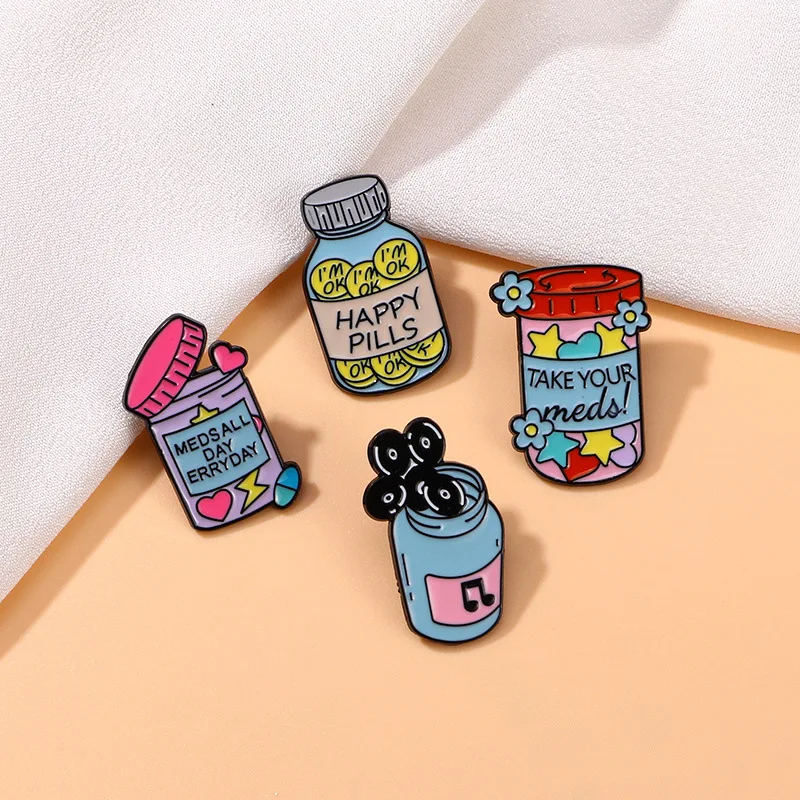 Funny Alphabet Pill Brooch Enamel Alloy Pin for DIY Bookbag Clothes Shoes Scarf Tshirt Jeans Unisex Fashion Badge Accessory