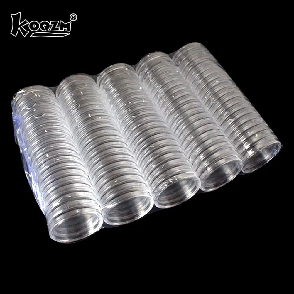 10pcs 40mm Applied Clear Round Cases Coin Storage Capsules Holder Round Plastic