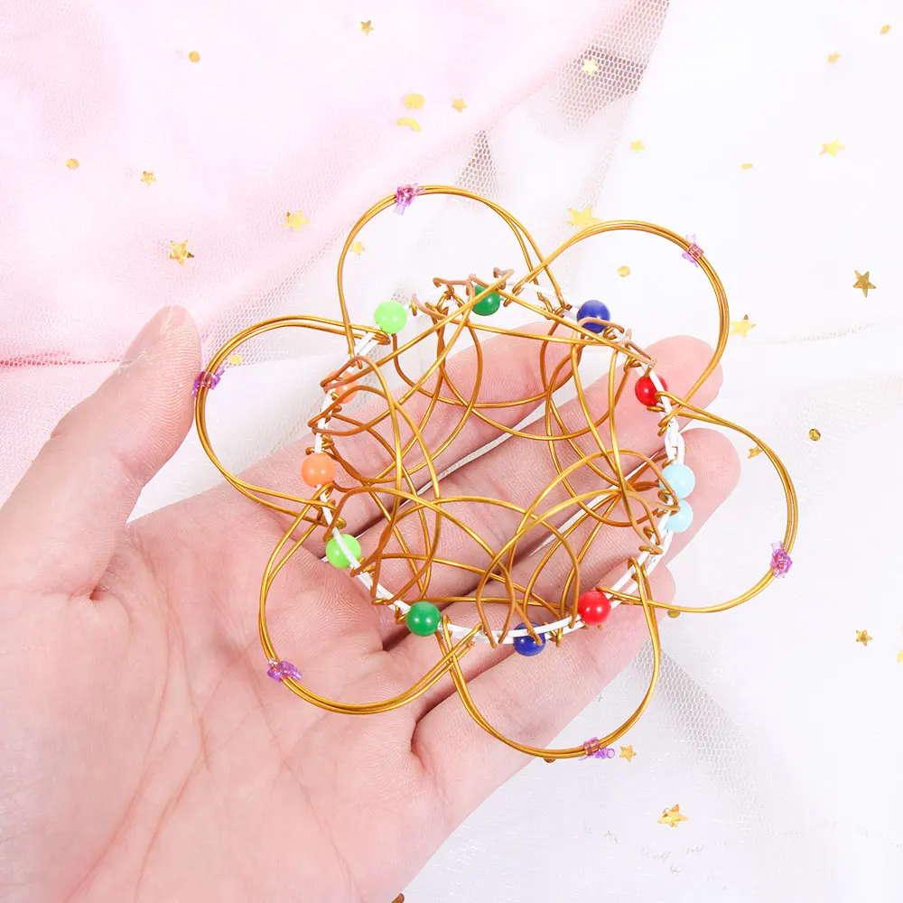 1PC Magic Mandala Flower Basket Toy Multiple Changes Magic  Iron Hoop Toy Anxiety Relief Easy To Carry Creative Finger Toys