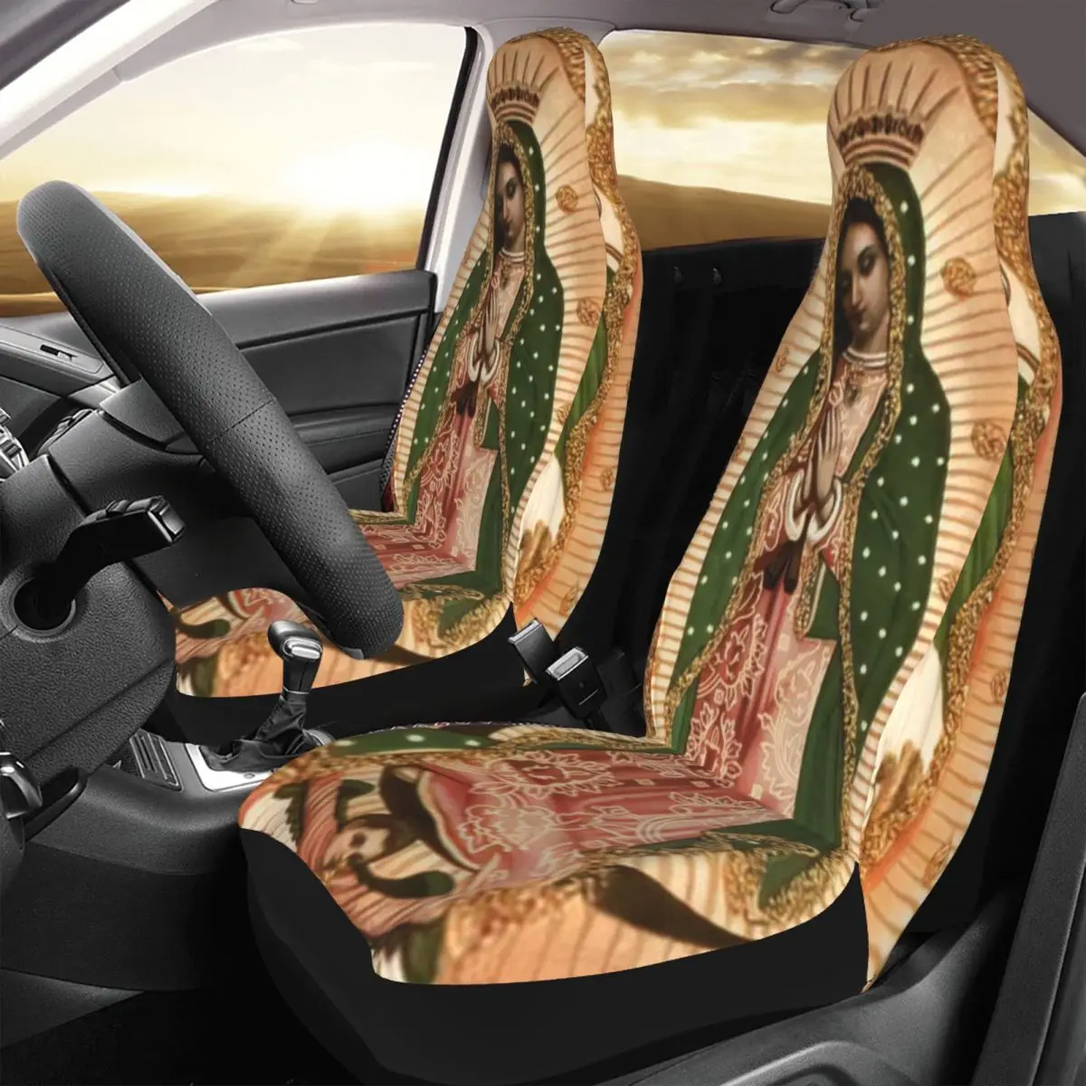 

Virgin Mary Car Seat Cover Custom Printing Universal Front Protector Accessories Cushion Set