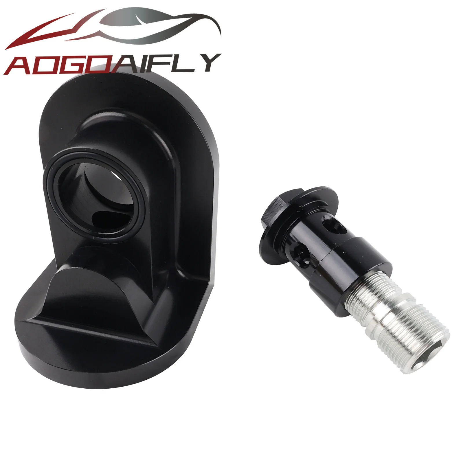 90-Degree Oil Filter Relocation Adapter Aluminum Black for Honda Civic (EG, EK) with K, B, D, H, F Series Engines