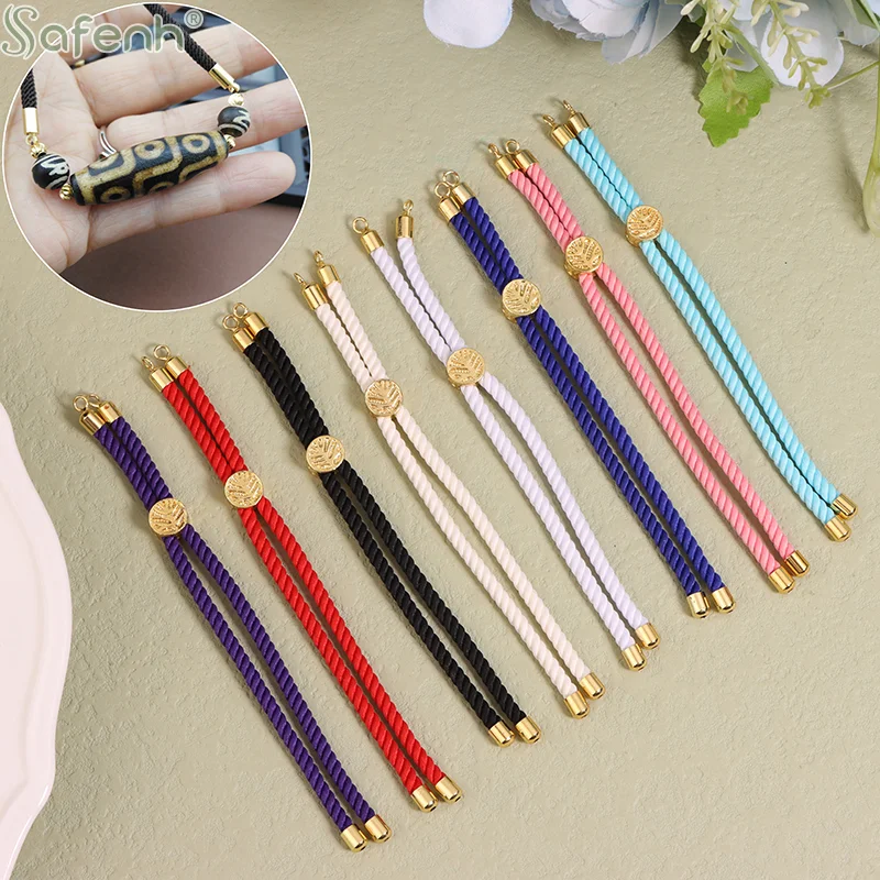 5Pcs Nylon  Black Red String Woven Rope Adjustable Link Chain for Connectors Charms Bracelets Jewelry Making Jewelry Findings