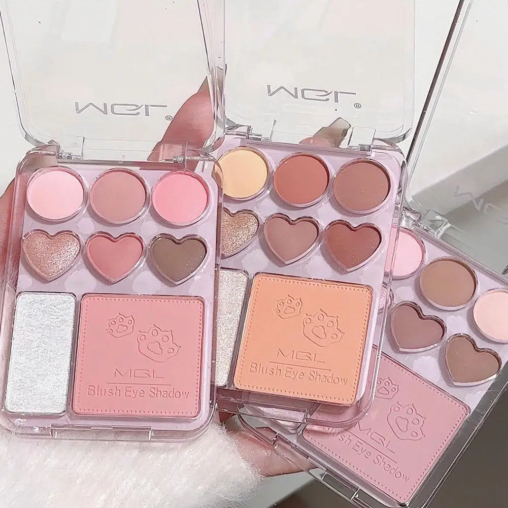 Sweet Heart Powder Blusher Eyeshadow Palette Blush Palette Highlights Makeup Brown Caramel Powder T7D0