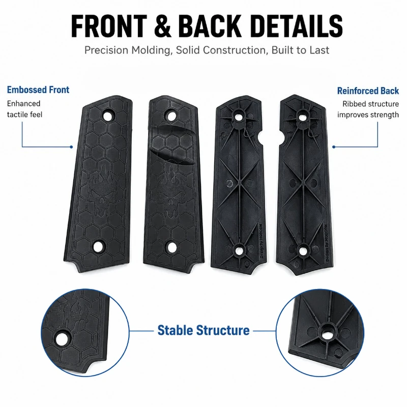 2Pcs Nylon Model Grip Cover Replacement Parts Textured Honeycomb Surface Comfortable DIY Decor Fitting for 1911 Style Model