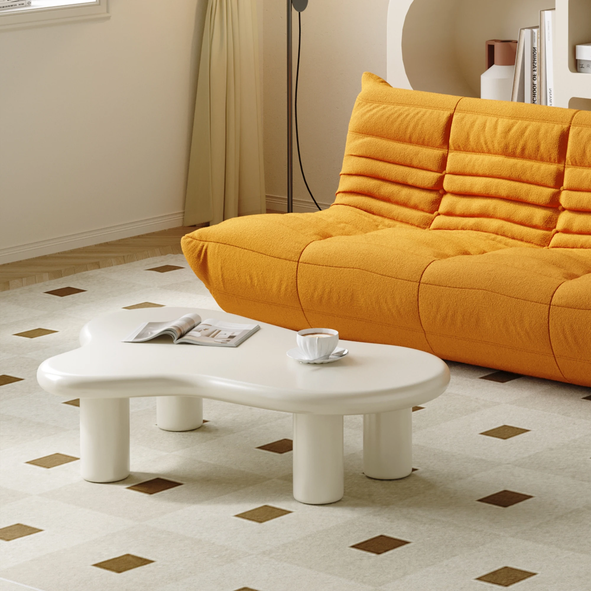 

Stock Drop Shipping Nordic Minimalist Mini Unique White Elegant Coffee Table Small Unit Cream Wind Cloud Tea Table