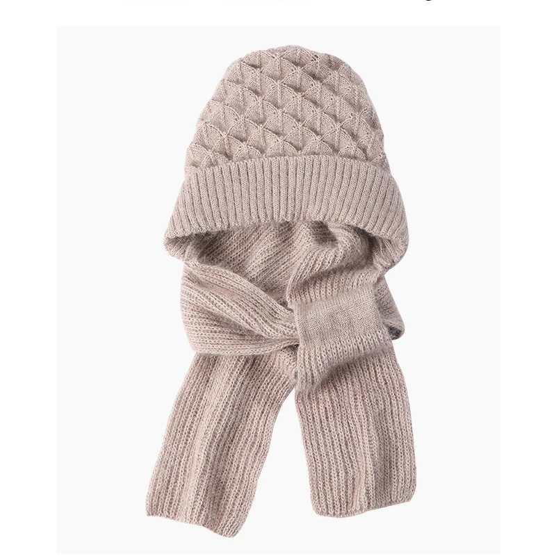 Damen Winter Doppelte Warme Strickmütze Gepolsterte Verdickte Mütze Schal Ein Stricknetz Rote Explosionsmodelle Wind- und Schneemützen – Detail 12