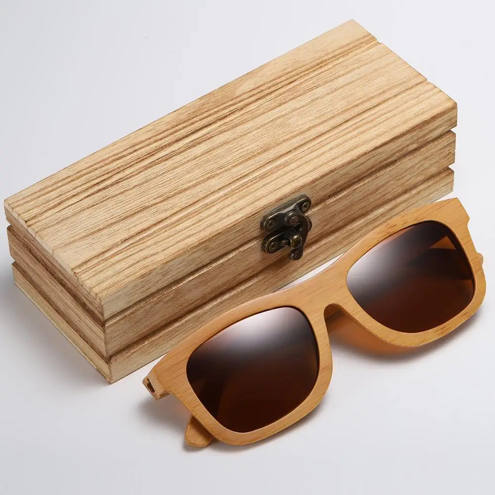 XSW Vintage Bamboo Wooden Sunglasses Handmade Polarized Mirror Fashion Eyewear sport glasses in paper Box 1725