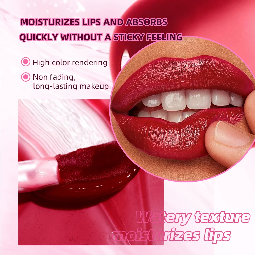 QIBEST New Lip Gloss Watery Lip Glaze Moisturizing Lasting Easy Halo-Dyeing Liquid Lipstick Hydrating Lip Tint Women Cosmetics