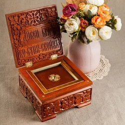 HTISOK Personal Relic Chest Protective Case With Gold Religious Products Orthodoxy Supplies Alloy Cross