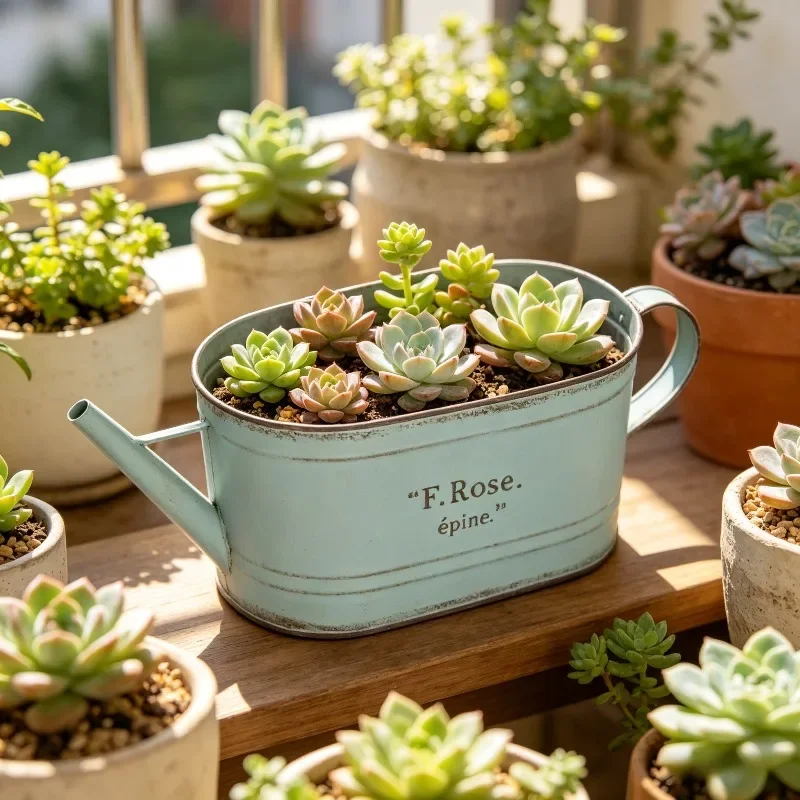 Balcony Courtyard Decoration Multi Purpose Ironwork Retro Flower Pot Garden Elliptical Water Bottle Plant Grass Seedlings Basin