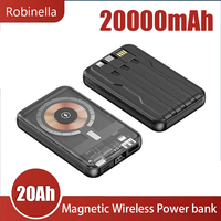 20000mAh Magsafe Power Bank Magnetic Wireless Powerbank Built in Cable for iPhone 16 X Xiaomi Samsung Portable Induction Charger