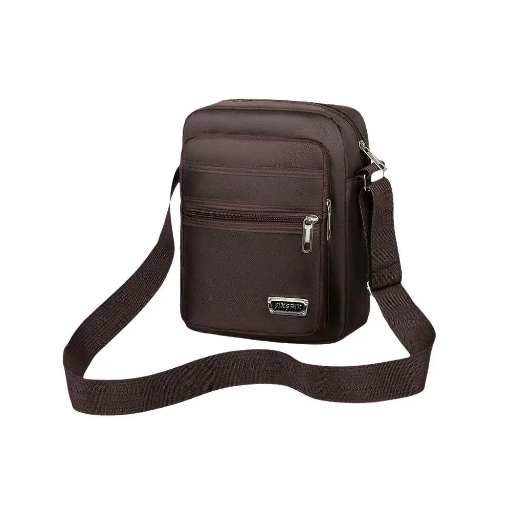 Mini bolsa crossbody impermeável para homens, pano de nylon Oxford, bolsos multicamadas, alça de ombro de capacidade, carteira lateral grande, F9T9