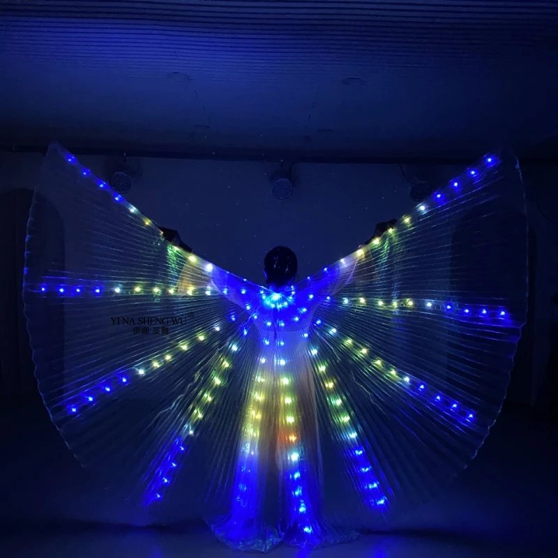الرقص الشرقي LED إيزيس أجنحة كلا الجانبين الفلورسنت فراشة أداء الرقص الشرقي الرقص الشرقي كرنفال Led ازياء العروض