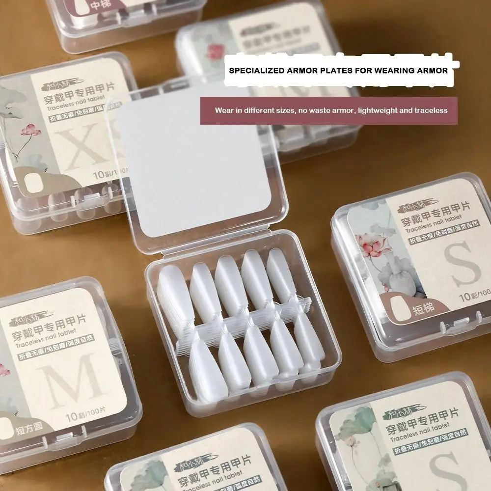 Nail Tips Box 100 PCS/Box Press on Nails Long Short Almond Shaped Clear False Nails Ultra Thin Pre Sized Nail Art Home Use