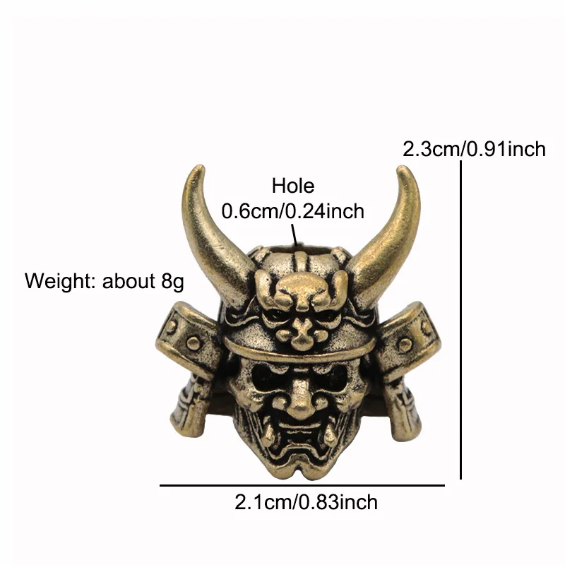 Shogun Japenese Samurai Brass Knife Bead Warrior EDC DIY Paracord Woven Bracelet Lanyard Pendant Accessory Outdoor Tool Hangings view 6