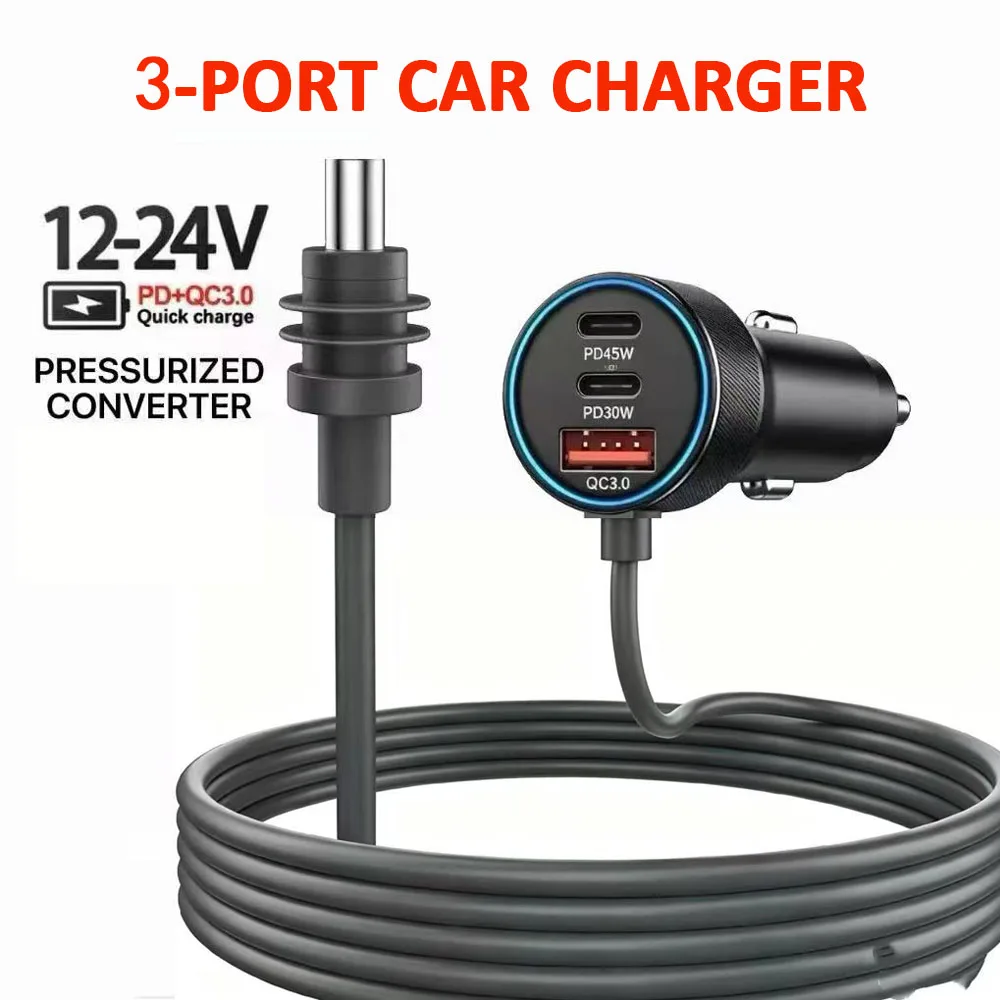 3 IN 1 Car Cigarette Lighter Power Cord With USB Type-C  Car Charger For Starlink Mini 12V-24V Vehicles 3M/5M  Cable Accessories
