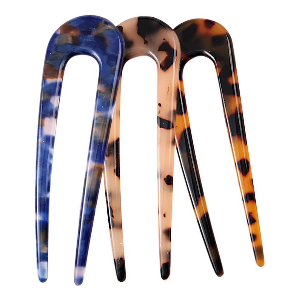 3Pcs French Hairpins U Shape Pins Acetate Clips for Women Hair Accessories Thin Thick Hair Styling Tools Elegant