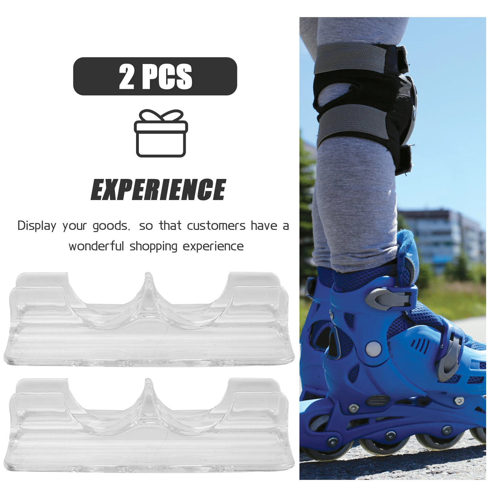 

2pcs Ice Holder Transparent Display Rack Roller Skates Stand For Retail Shop Warehouse Skates Storage Rack