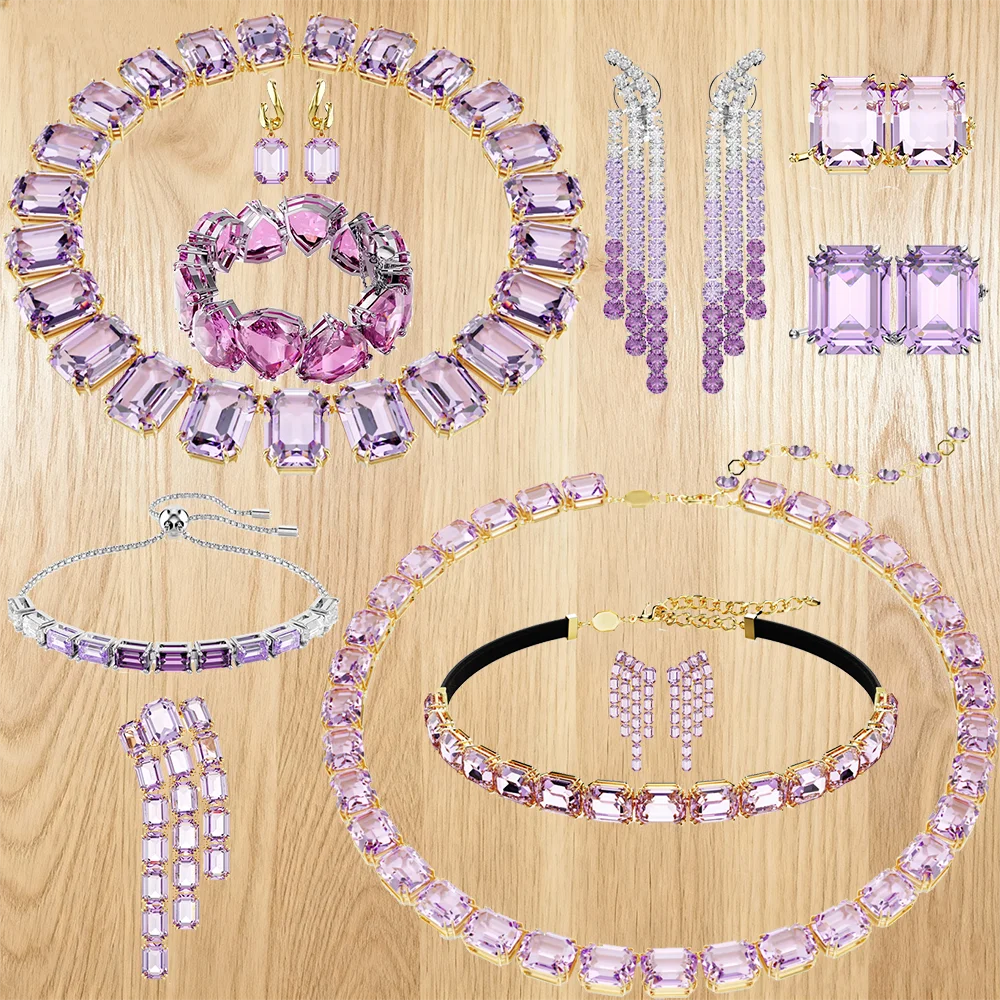 

«Изысканная коллекция фиолетовых квадратных бриллиантов смешанной огранки — идеальный рождественский подарок для нее, женские роскошные ювелирные изделия, уникальный дизайн