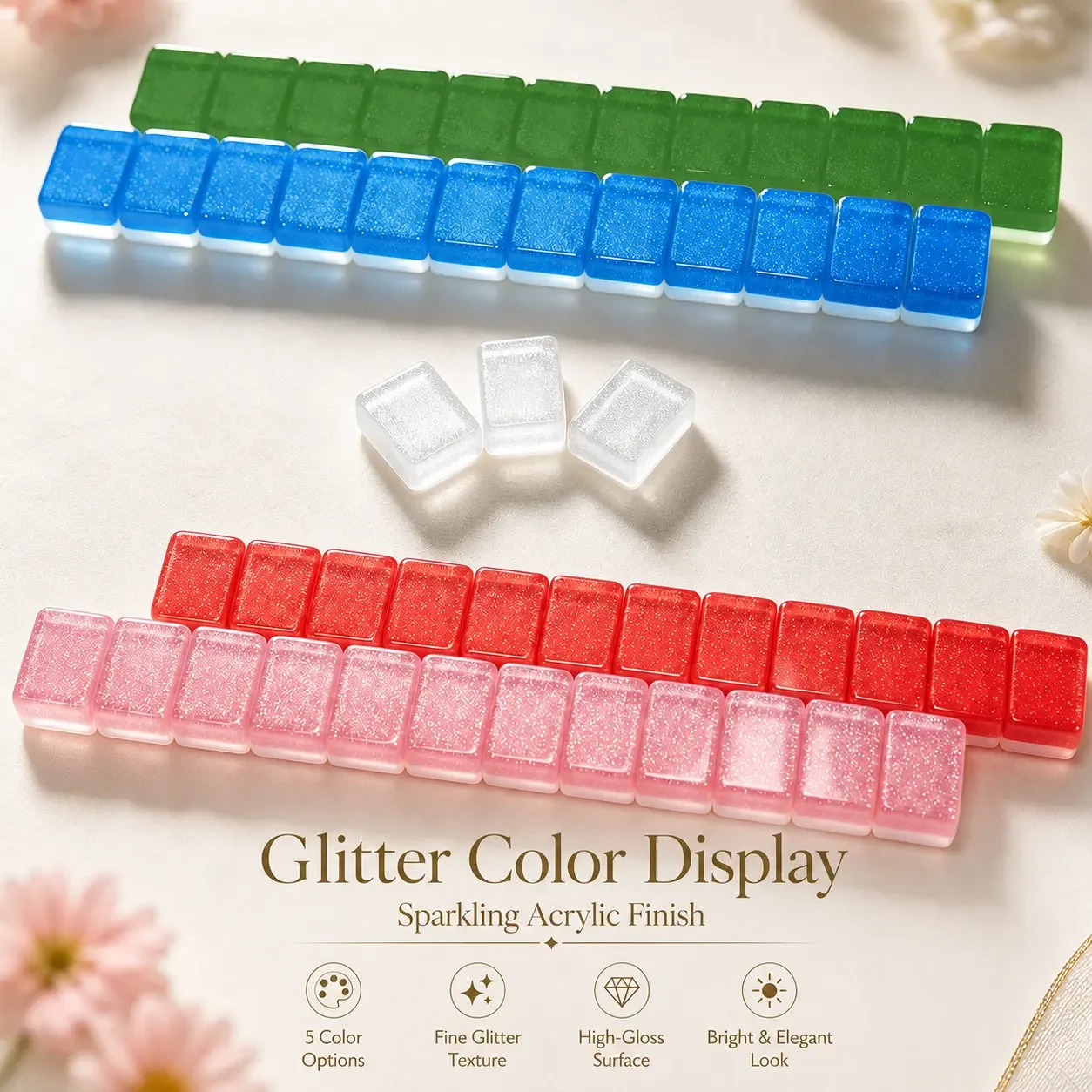 Glitter Acrylic American Mahjong Set 160Pcs Multiple Colors Optional  Premium Sparkly Mahjong Tiles for Party Travel Family Game