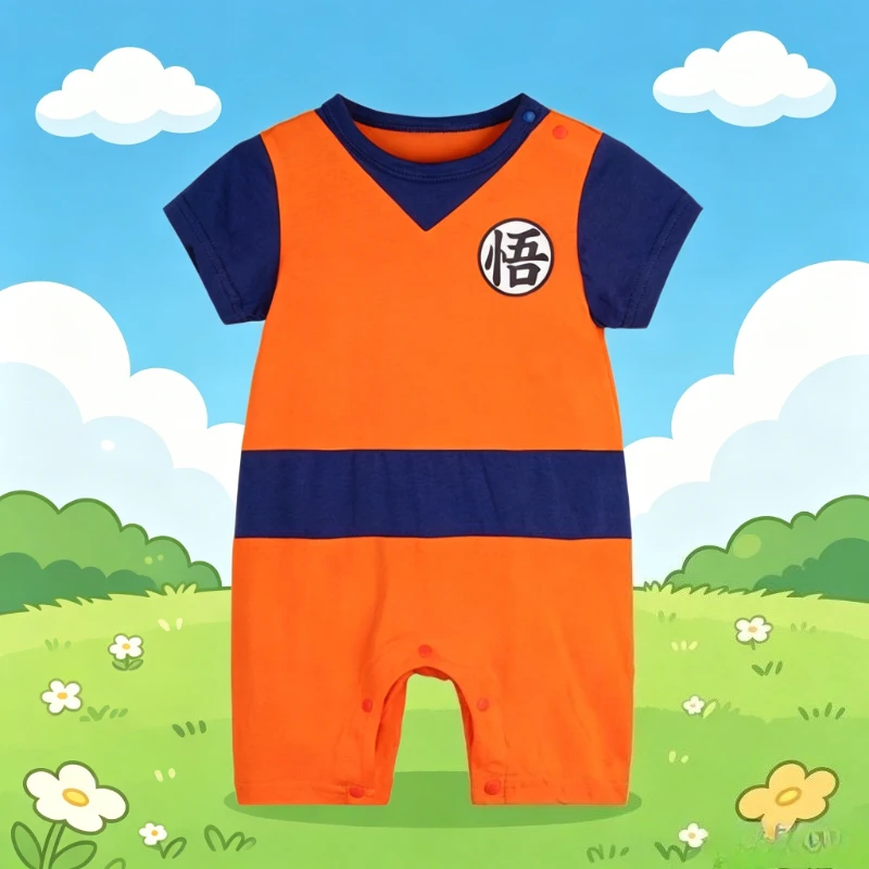 Traje de cosplay de Dragon Ball Son Goku, mono de dibujos animados kawaii 2D, traje de verano para gatear, accesorios de fotografía, periféricos de animación, venta al por mayor