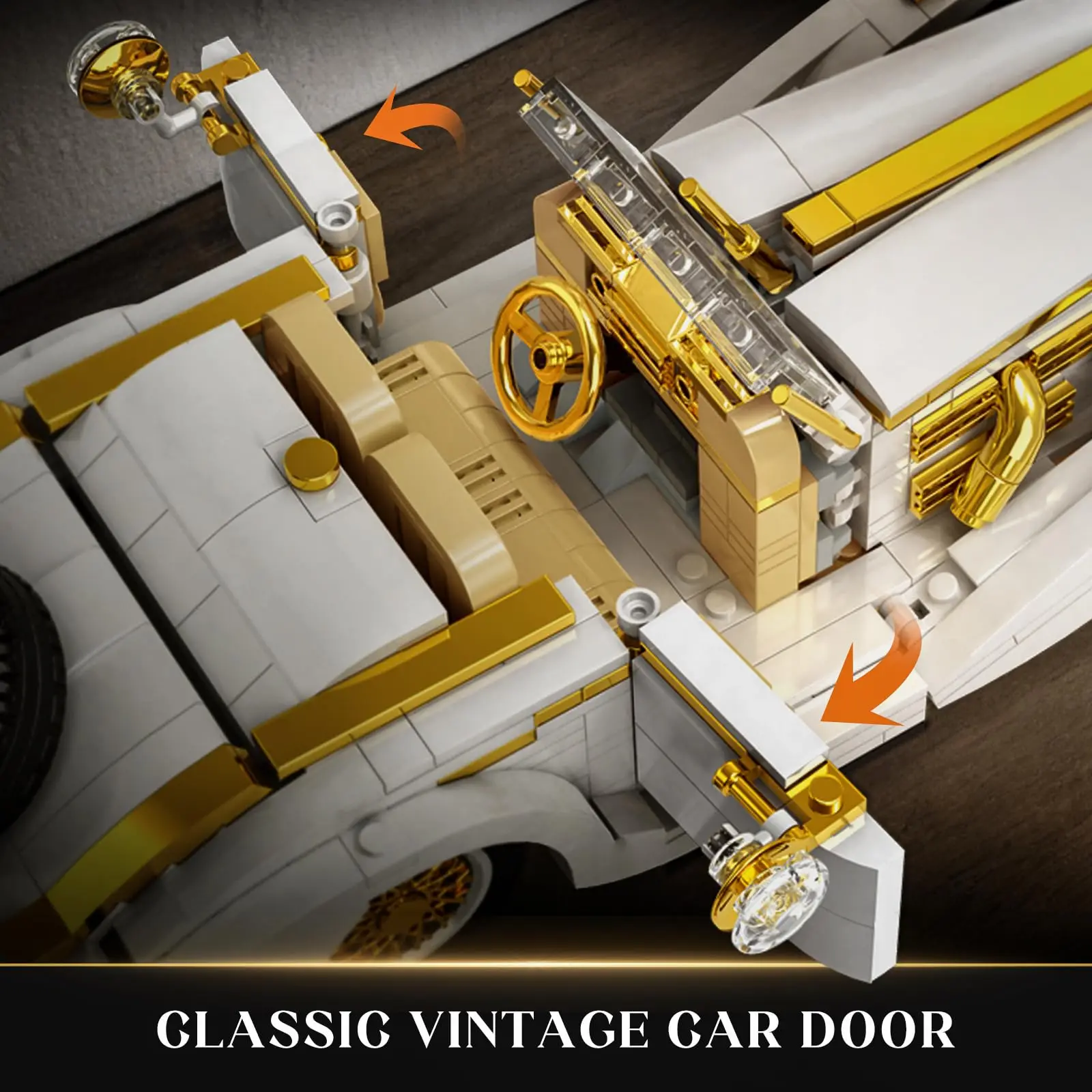 868pcs Classic Car NO.10003 Model Kit, MOC Vintage Car Building Blocks Set, Gift for Kids Age 8+/Adults Collections Enthusiasts