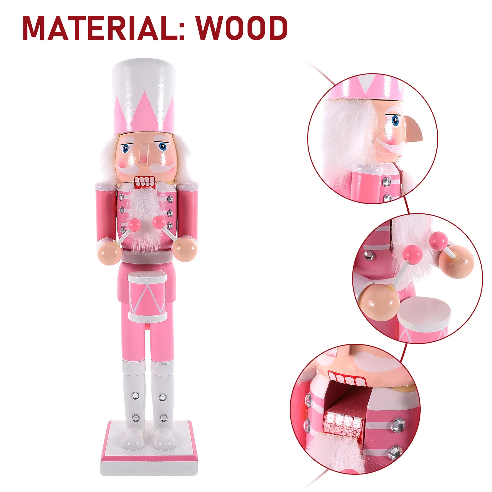 

Christmas Nutcracker Figure Wooden Soldier Ornament Handcrafted Painted Desktop Decor for Living Room Bedroom Window Display