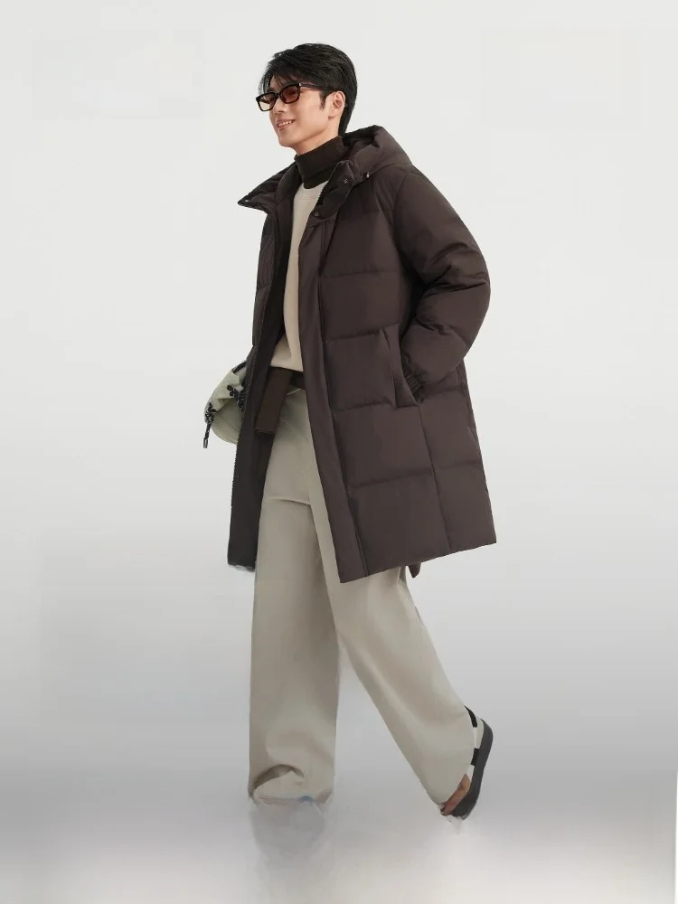 

Bosideng 2025 New Men's Casual Hooded Mid-Length Thiened Warm Windproof down Jaet Faionable Urban Commute Outerwear