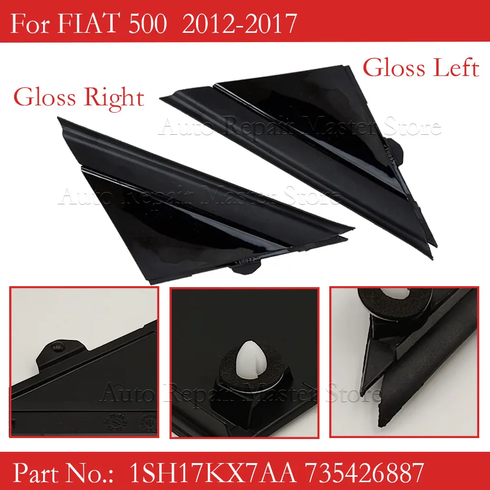 For Fiat 500 2012-2017 Left Right Gloss Black Car Door Mirror Flag Covers Trims Molding 1SH17KX7AA 1SH16KX7AA