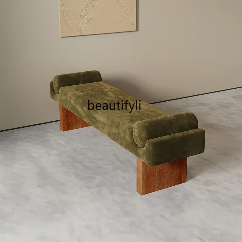 Light luxury and high-end sense, long strip shoe change stool at the end of the bed, master bedroom, living room, home entrance