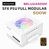 METALFISH SFX 80Plus Bronze 500W White Full-Modular With Rainbow Lights For Mini ITX Chassis Small Computer Case Power Supply