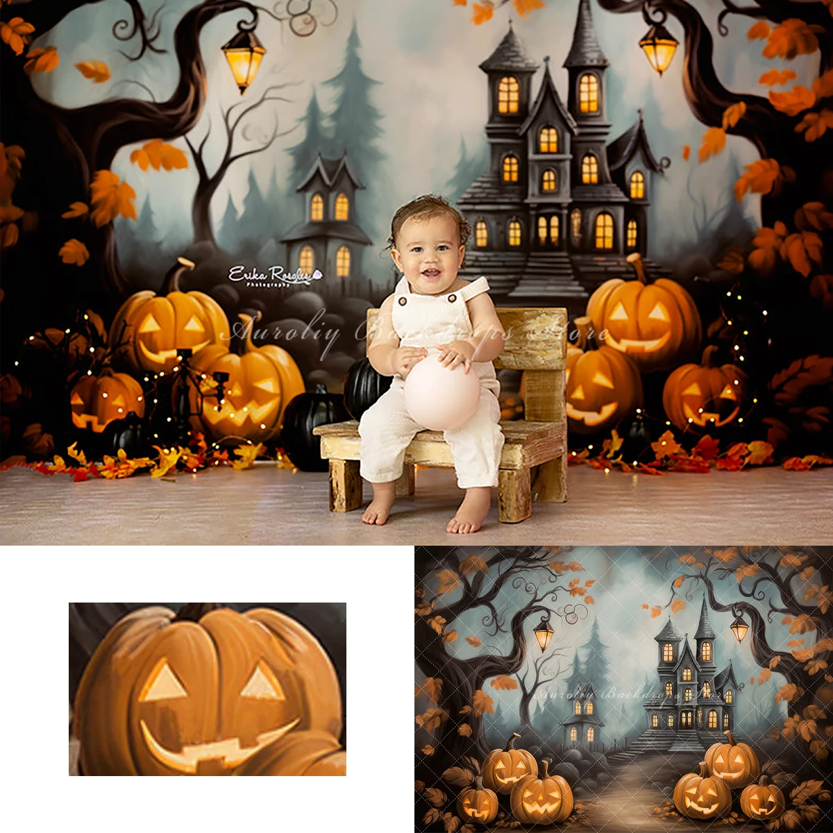 

Halloween Haunted Mansion Backgrounds Kids Adult Photography Props Child Baby Decors Castle Pumpkin Photo Studio Backdrops