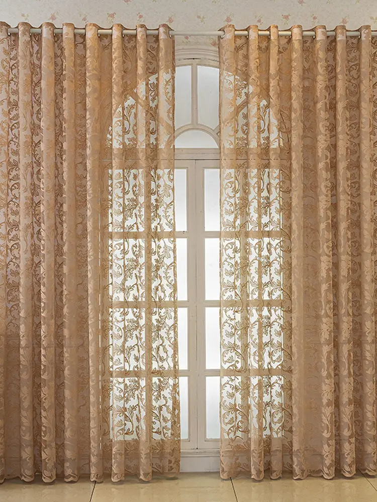 French Retro Romantic Lace Window Screen Living Room Bedroom Custom Size Light-transmitting Gauze Curtain Impermeable Curtain