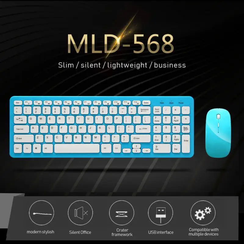 Teclado e Mouse Sem Fio, Teclado de Membrana, Ratos, 104 Teclas, 2.4G, Inglês, Russo, Teclado para Trabalho, Escritório, PC, Acessórios