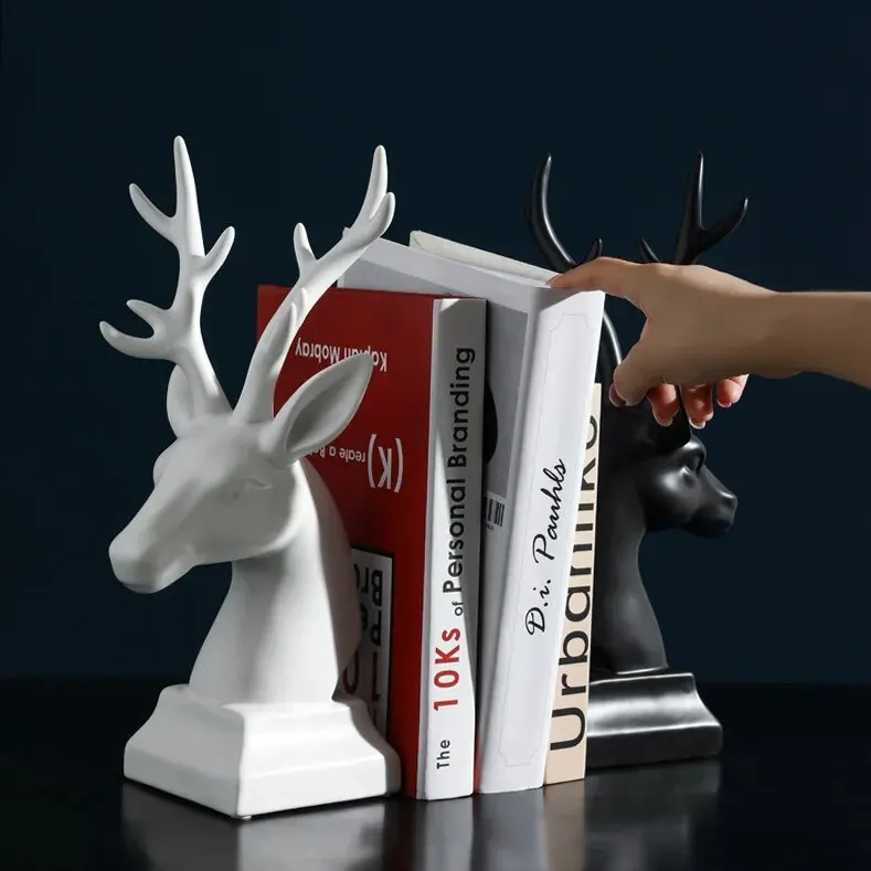 Imagem -04 - European Ceramic Elk Model Figurines Desktop Ornamentos Deer Bookend Miniature Desktop Crafts Home Decoração Acessórios Presente de Casamento