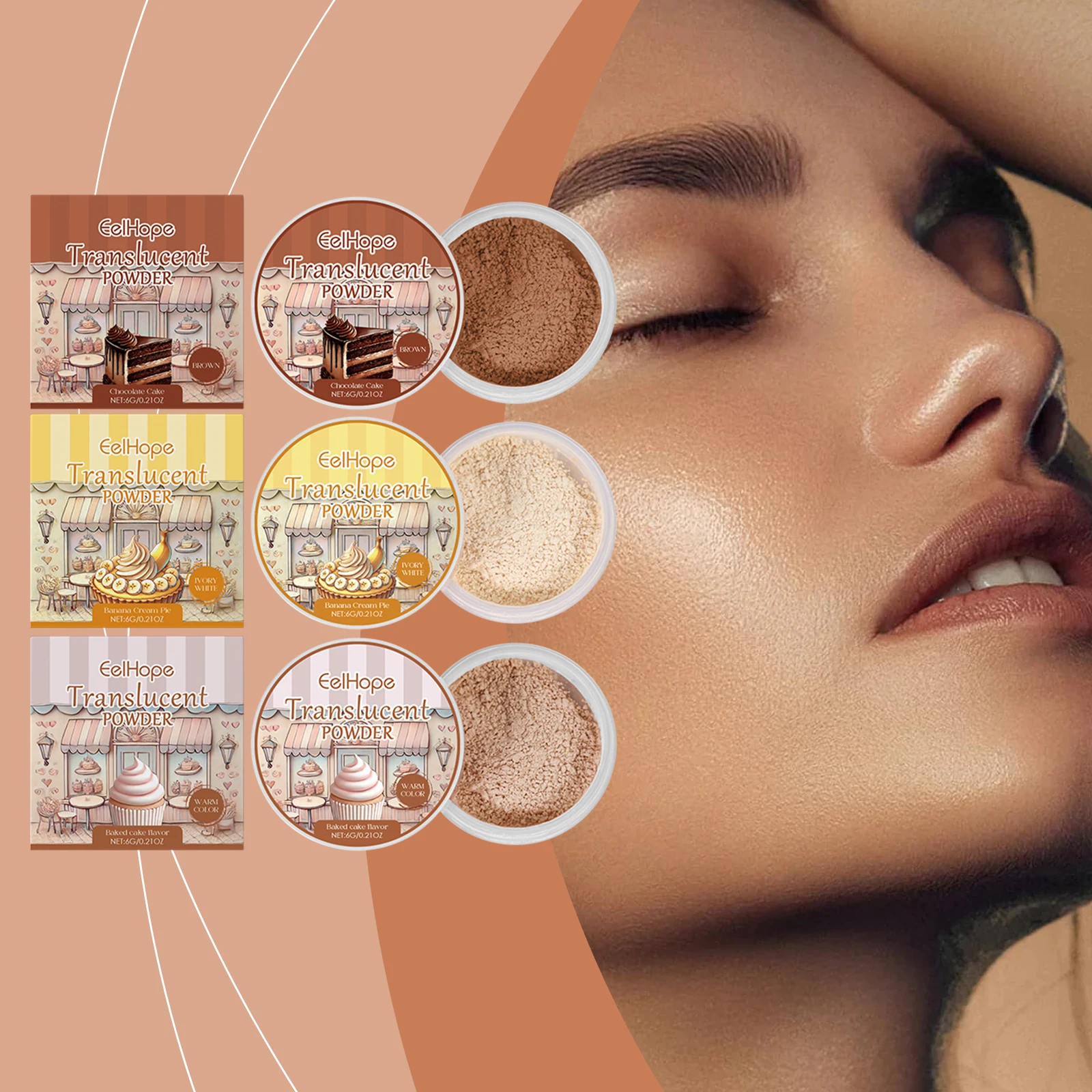 Translucent Setting Powder Baked Cake Scent Natural Color Lightweight Clear Oil Control Long Lasting Makeup Loose Powder