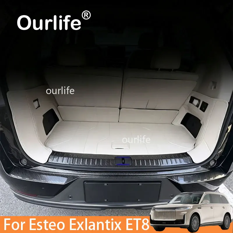 For Esteo Exlantix ET8 Exeed ET8 2026 2027 Car Styling Trunk ABS Carbon fiber Threshold Strip Tailgate Anti Kick Accessories