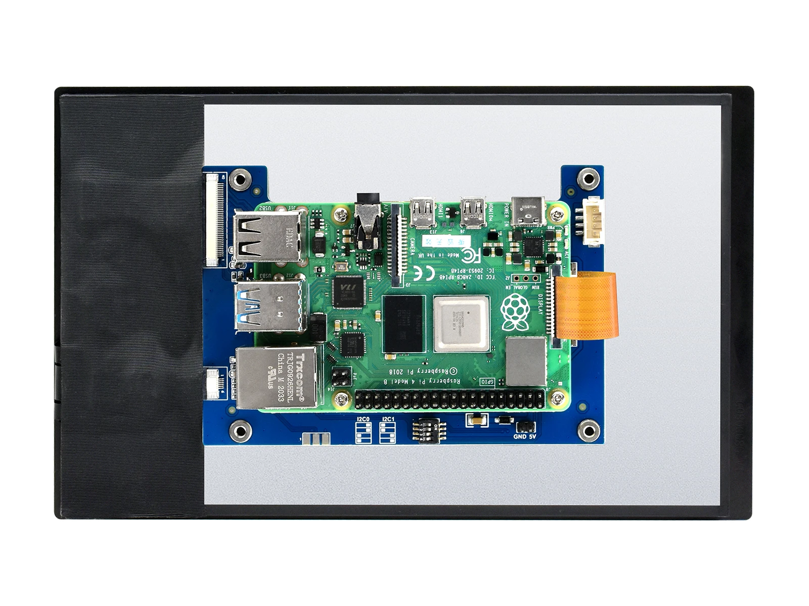 Picture 5: Waveshare 8inch DSI LCD (C) Capacitive Touch Display 10-Point, Toughened Glass, I2C Touch Port, For Raspberry Pi 5/4B/3B