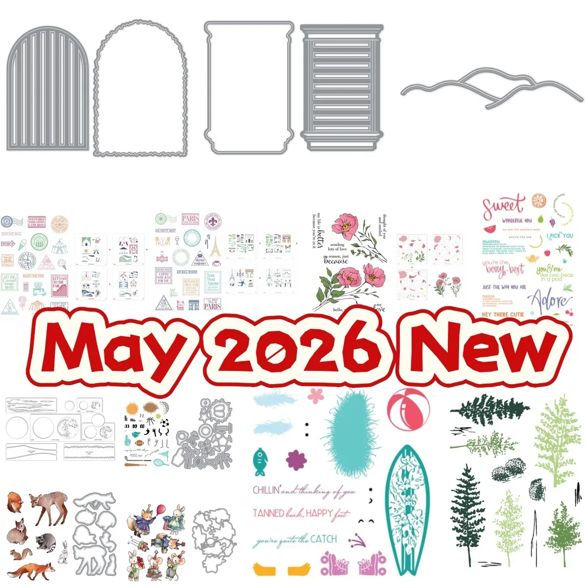 Floral Window Beach Metal Cutting Dies Clear Stamps Stencil for DIY Making Card Scrapbook Embossed