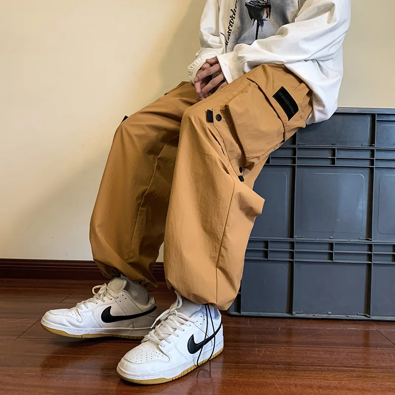 Cargo Sweatpants Calças High Street Homens Jogging Design de Moda Oversize Sweatpants Big Pocket Calças Casuais Streetwear