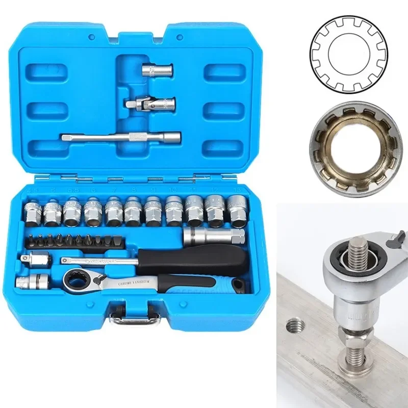 for 29 Piece Ratchet Socket Set Multifunctional Tooth Extraction Tool 12 Angle Removal Kit for Car Repair Dental Pliers