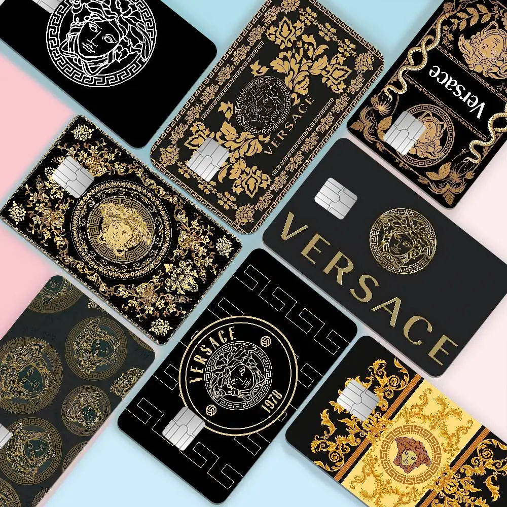 Pegatina Decorativa para Tarjetas de Crédito y Débito V-Versace, Diseño de Moda y Lujo, Resistente al Agua, para Decorar Tarjetas con Chip