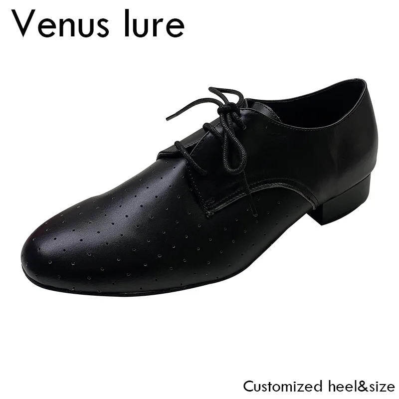 Venus Lure Personalized Black Leather Men Shoes Training Dance Shoes for Dance Latino Men