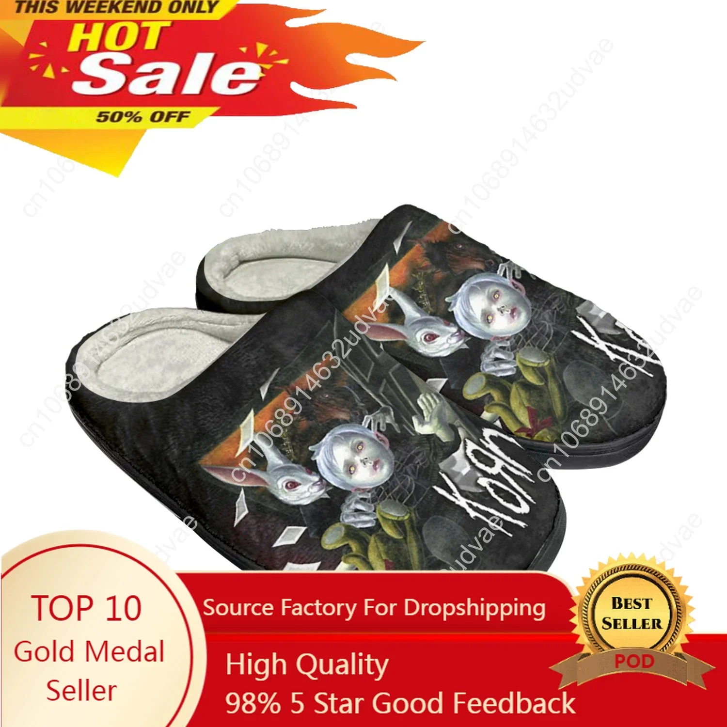 

Korn Rock Band Home Cotton Custom Slippers Mens Womens Sandals Plush Bedroom 3D Print Casual Keep Warm Shoes Thermal Slipper