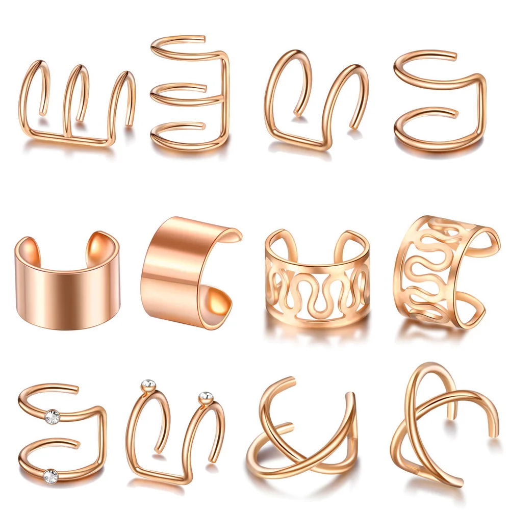 Gold Dreadlock Dread Hair Braid Non-Piercing Ear Clip Beard Jewelry Hair Rings Beads Cuffs Tube Charms  Hair Accessories 1-12pcs